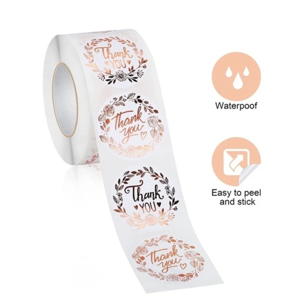 500 Thank You Stickers 1.5” CLASSY + PROFESSIONAL 2 Unique Designs! PolyMailers